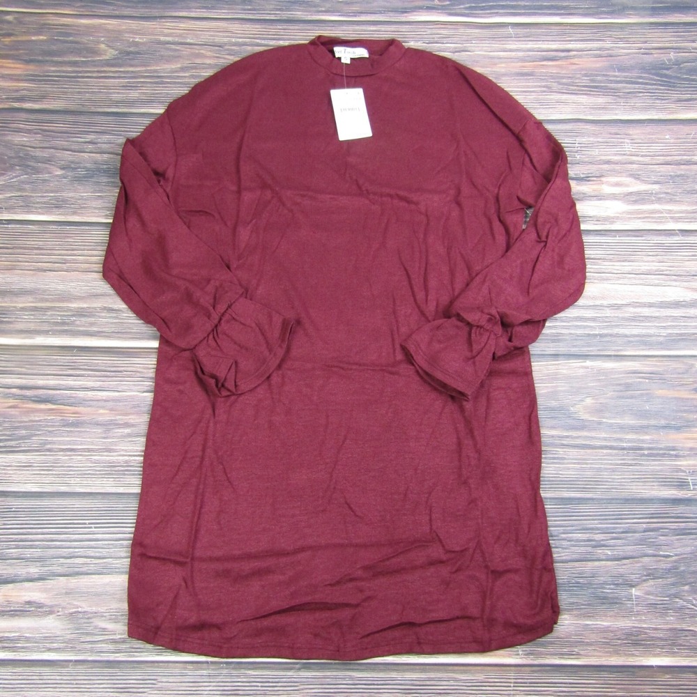 Velvet Torch NEW Womens Small Burgandy Red Long Sleeve Dress